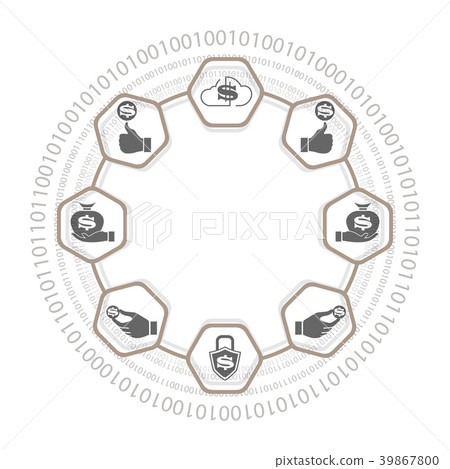 Round composition with silhouettes of dollar sign. Round composition with silhouettes of dollar sign. 39867800