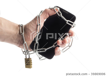 phone in hand wrapped chain 39869006