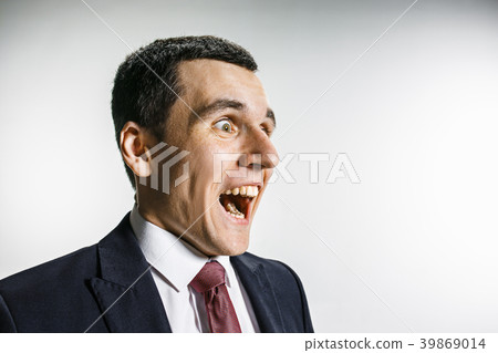 Three-quarter portrait of a businessman with Three-quarter portrait of a businessman with 39869014