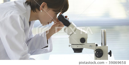 Woman white coat research Woman white coat research 39869658