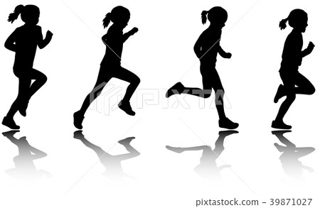 little girl running silhouettes 39871027