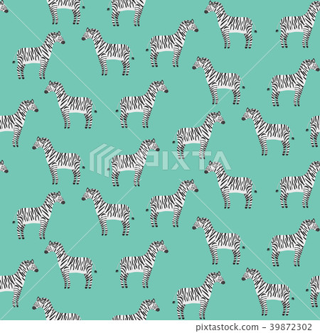 Cute cartoon black and white zebras pattern Cute cartoon black and white zebras pattern 39872302