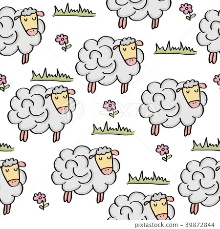 doodle seamless pattern with sheep doodle seamless pattern with sheep 39872844