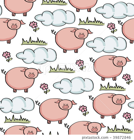 doodle seamless pattern with pigs doodle seamless pattern with pigs 39872846