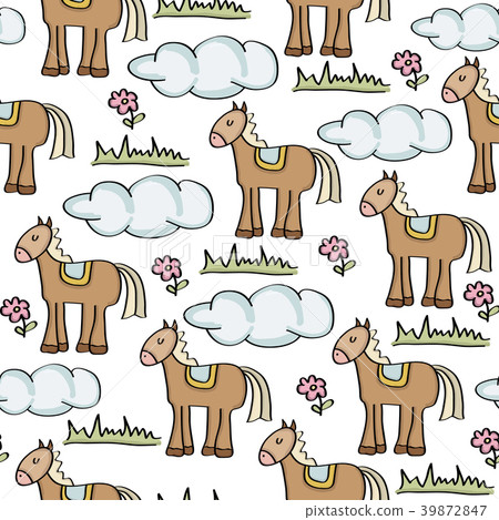 doodle seamless pattern with horses doodle seamless pattern with horses 39872847