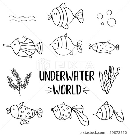doodle fishes set for colorig doodle fishes set for colorig 39872850