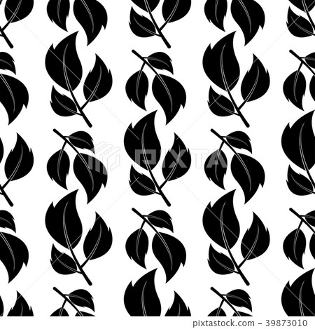 Black leaves background. Seamless pattern 39873010