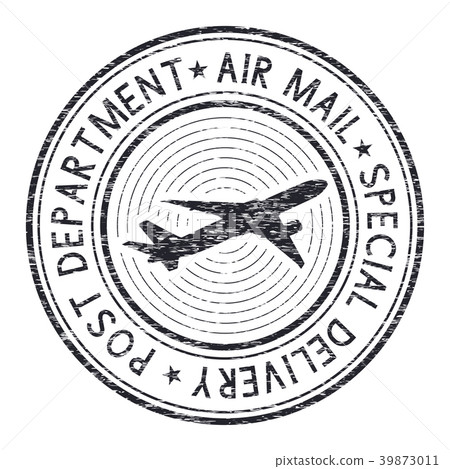 Air mail postmark. Black stamp for envelopes with 39873011