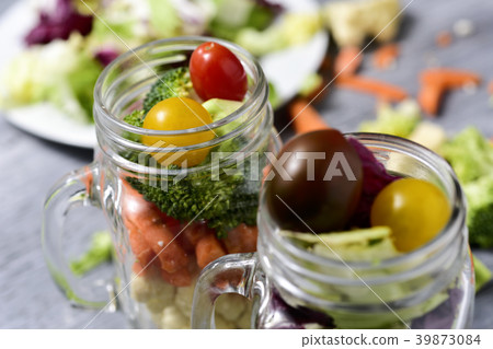 salad served in some mason jars salad served in some mason jars 39873084