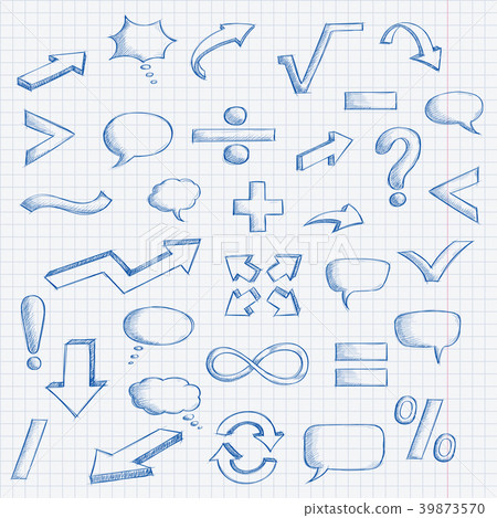 Set of hand drawn elements. Mathematics and 39873570