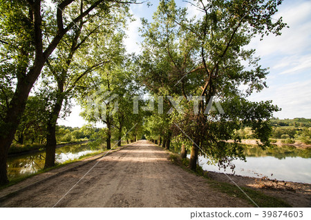 Village road through lakes Village road through lakes 39874603