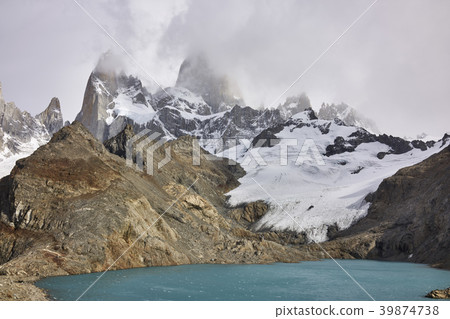 Jagged Fitz Roy Mountain and Turquoise Lake Jagged Fitz Roy Mountain and Turquoise Lake 39874738