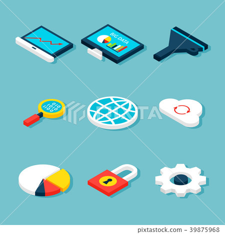 Big Data Isometric Objects - Stock Illustration [39875968] - PIXTA