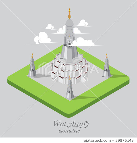 Wat Arub temple isometric icon 3D Wat Arub temple isometric icon 3D 39876142