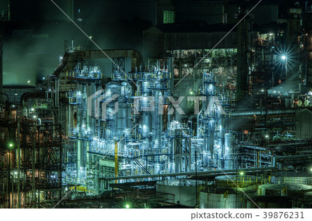 Wakayama Prefecture Arita City Hatsushima Tonen General General Petroleum Wakayama Plant Night view Wakayama Prefecture Arita City Hatsushima Tonen General General Petroleum Wakayama Plant Night view 39876231