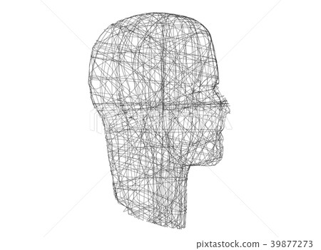 Human head. Wireframe model with connection lines Human head. Wireframe model with connection lines 39877273