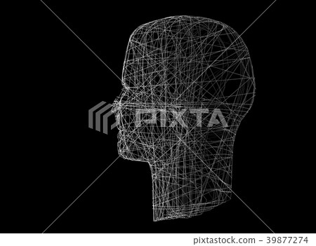 Human head. Wireframe model with connection lines Human head. Wireframe model with connection lines 39877274