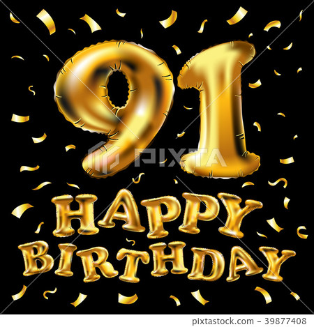 Vector Happy Birthday 91 Celebration Gold Balloons - Stock Illustration ...