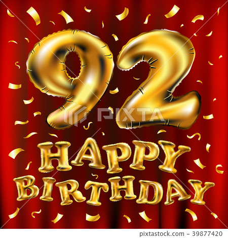 vector happy birthday 92 celebration gold balloons 39877420