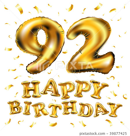 vector happy birthday 92 celebration gold balloons vector happy birthday 92 celebration gold balloons 39877425
