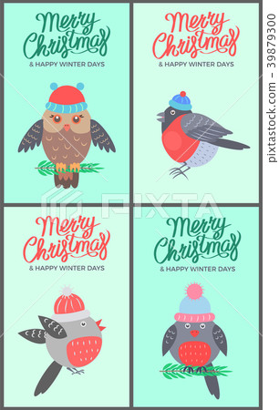 Merry Christmas Green Posters Vector Illustration 39879300