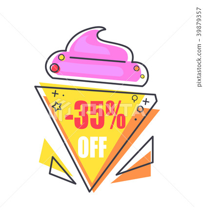 -35 off Label in Form of Ice-Cream Promo Sticker -35 off Label in Form of Ice-Cream Promo Sticker 39879357