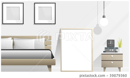 Mock up poster frame in bedroom 39879360