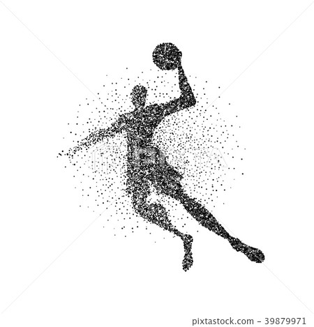 Basketball player jump particle splash silhouette 39879971