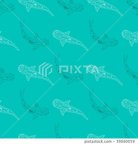 color pattern with sharks 2 - Stock Illustration [39880059] - PIXTA