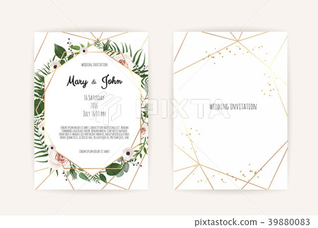 Vector invitation with handmade floral elements. 39880083