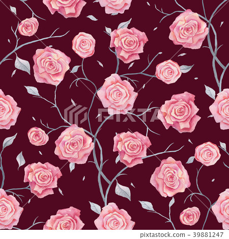 Hand Drawn seamless pattern of Roses 39881247