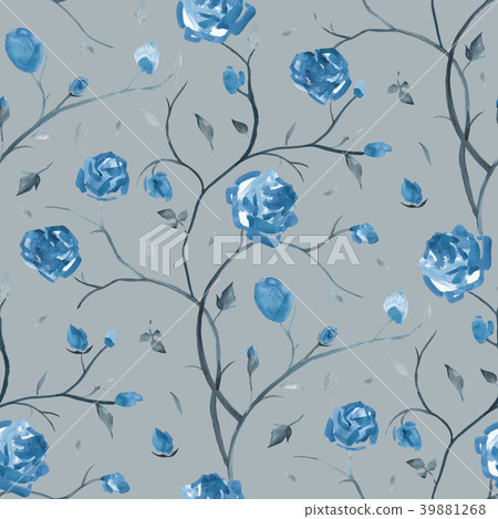 Hand Drawn seamless pattern of Roses - Stock Illustration [39881268 ...