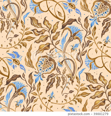 Hand Drawn seamless pattern of Abstract Flowers 39881279