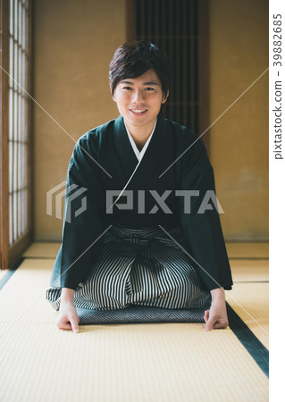 hakama with family crest, gents, male 39882685