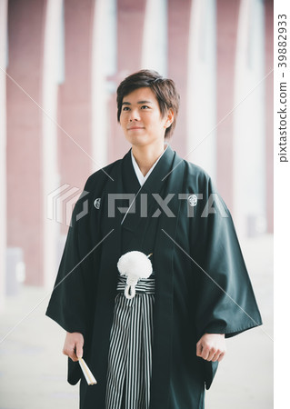 hakama with family crest, gents, male 39882933