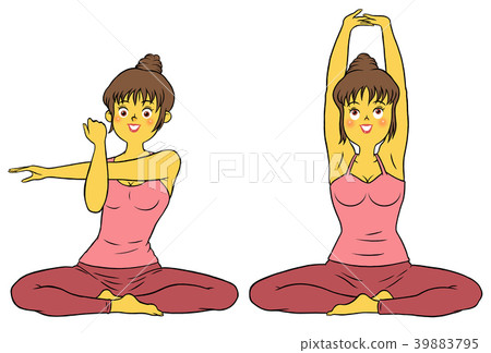 瑜伽健身，女人做伸展套 39883795