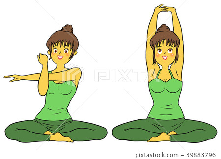 Yoga fitness, women doing stretching set 39883796