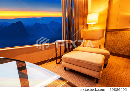 Sofa in living room with mountain view 39886493