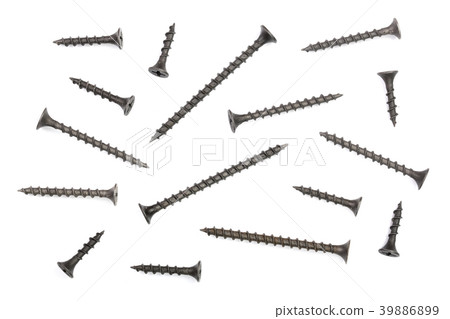 black screws isolated on white background closeup 39886899