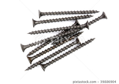 black screws isolated on white background closeup black screws isolated on white background closeup 39886904