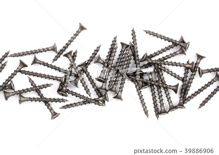 black screws isolated on white background with black screws isolated on white background with 39886906