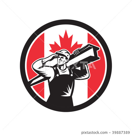 Canadian Construction Worker Canada Flag Icon 39887389