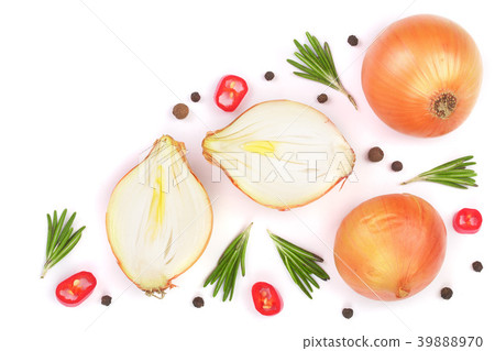 onions with rosemary and peppercorns isolated on a onions with rosemary and peppercorns isolated on a 39888970
