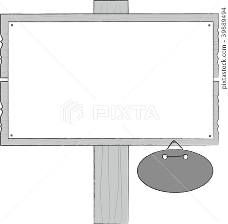 Wooden ticket _ hanging sign _ monochrome Wooden ticket _ hanging sign _ monochrome 39889494