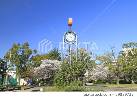 Clock by Higashi Ayase Park service center in spring 39889722