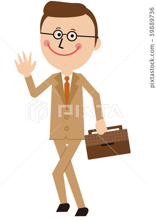 Office worker in pop beige suit greetings glasses Office worker in pop beige suit greetings glasses 39889736