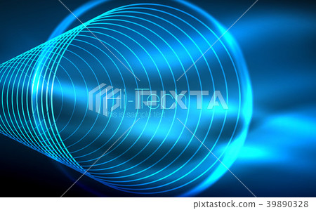Circular glowing neon shapes, techno background Circular glowing neon shapes, techno background 39890328