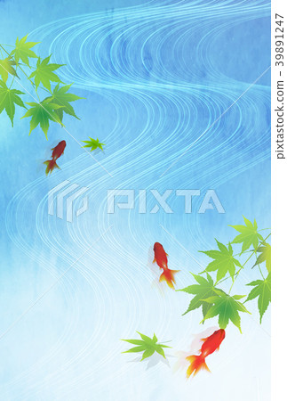 金魚楓葉夏天問候背景 39891247