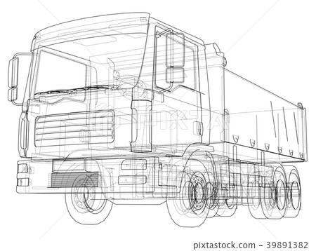 European truck outlined vector European truck outlined vector 39891382