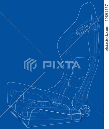 Car seat outlined vector rendering of 3d 39891387